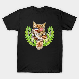 The usa lynx cat in freedom a wild cat in satisfaction T-Shirt